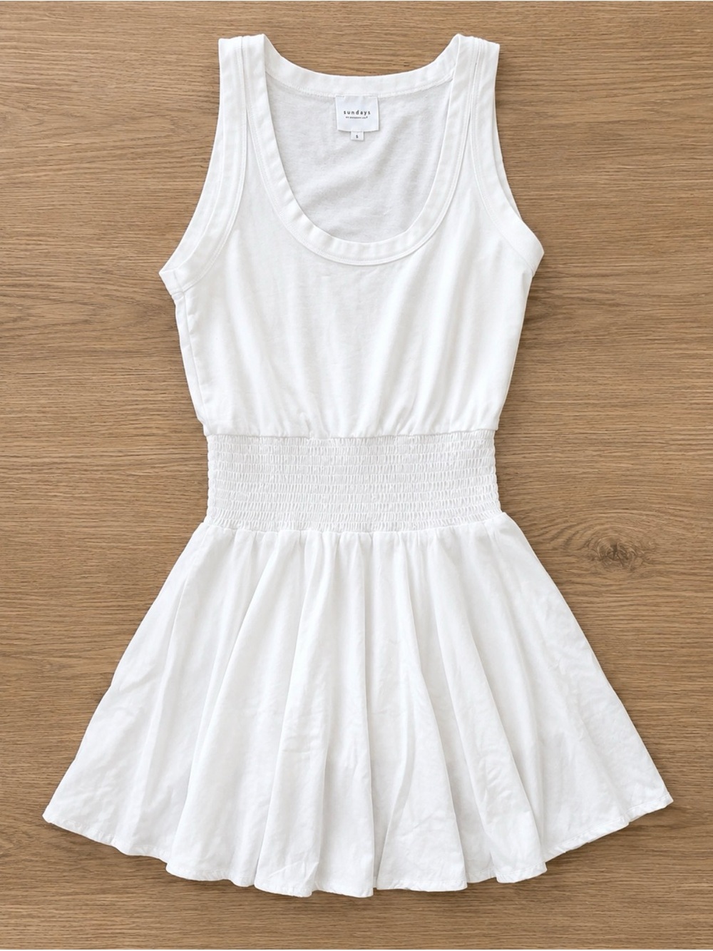 sundays White Smocked Waist Tank Dress